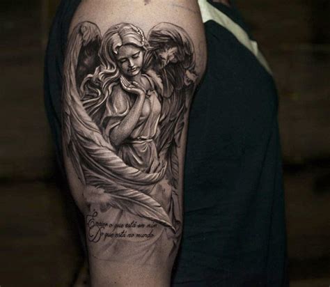 angel and sword tattoo|realistic angel tattoo.